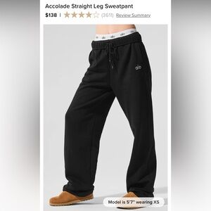 ALO Accolade Straight Leg Sweatpant. Size Small.